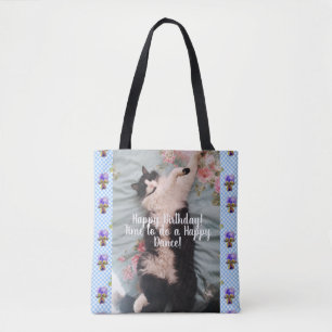 Tuxedo Cat Happy Dance funny Happy Birthday Bag