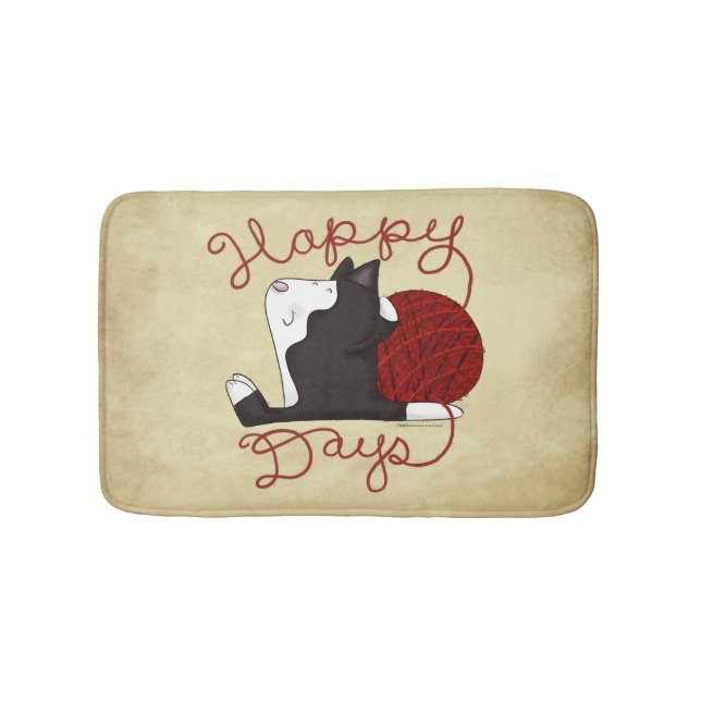 Tuxedo Cat- Happy Days Bath Mat (Front)