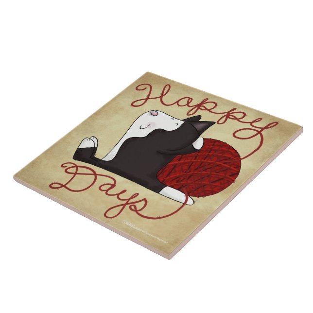Tuxedo Cat- Happy Days Ceramic Tile (Side)