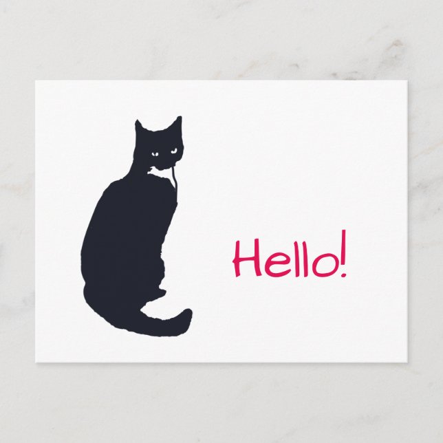 Tuxedo Cat "Hello!" Postcard (Front)