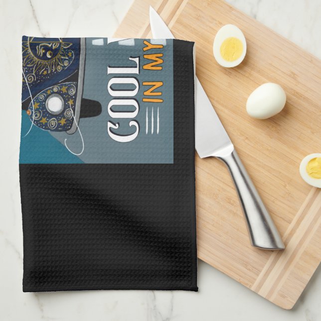 Tuxedo Cat Highway Cool Wind In My Hair Hippie Cat Tea Towel (Quarter Fold)