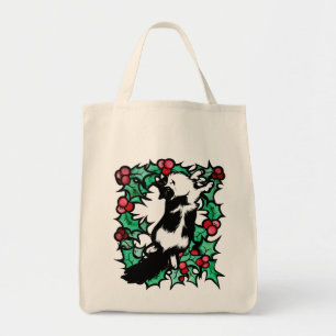 Tuxedo Cat Holly Yule Artwork Cats                 Tote Bag