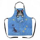 Tuxedo Cat in Faux Denim Pocket with Custom Name