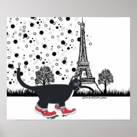 Tuxedo cat in Paris Poster