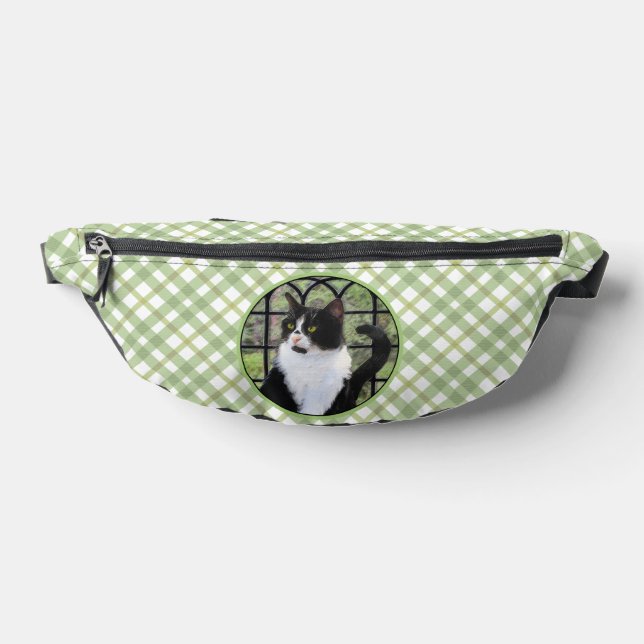 Tuxedo Cat in Window Painting Cute Original Art Bum Bags (Lay Down)