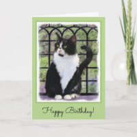 Tuxedo Cat in Window Painting Original Animal Art