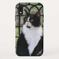 Tuxedo Cat in Window Painting Original Animal Art