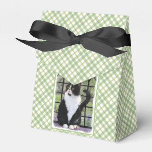 Tuxedo Cat in Window Painting Original Animal Art Favour Box