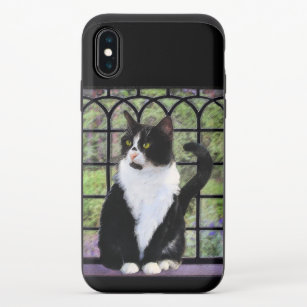 Tuxedo Cat in Window Painting Original Animal Art iPhone X Slider Case