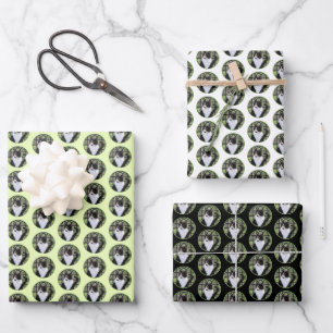 Tuxedo Cat in Window Painting Original Animal Art Wrapping Paper Sheet