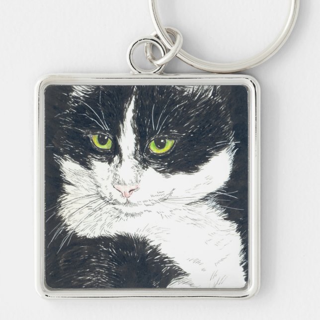 Tuxedo cat key ring (Front)