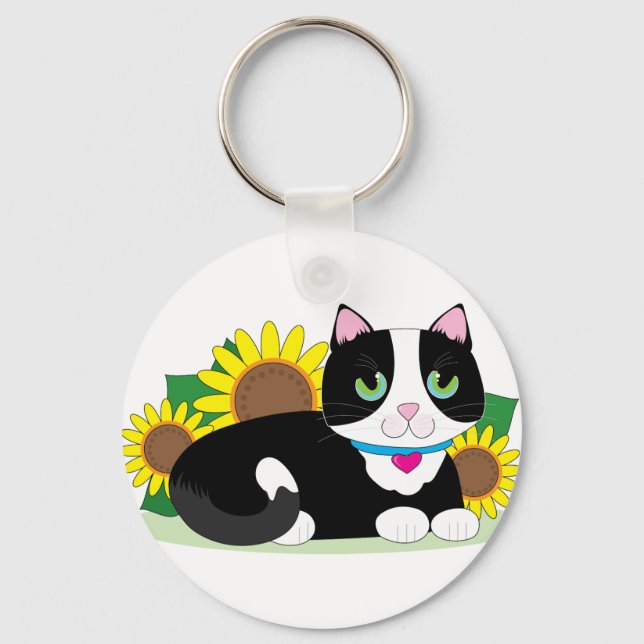 Tuxedo Cat Key Ring (Front)