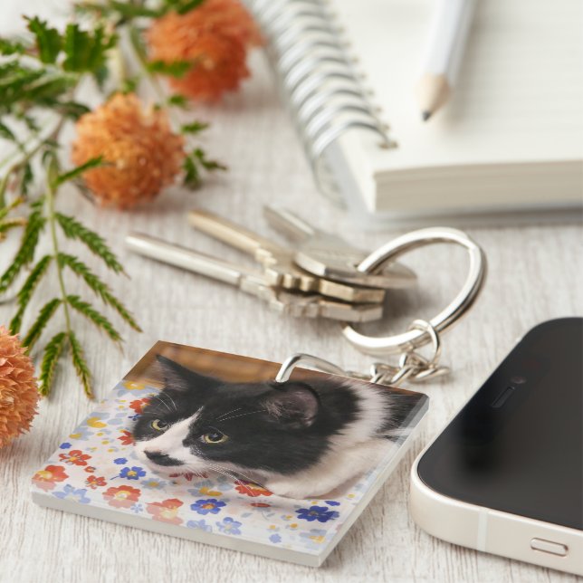 Tuxedo Cat Keychain (Front Right)