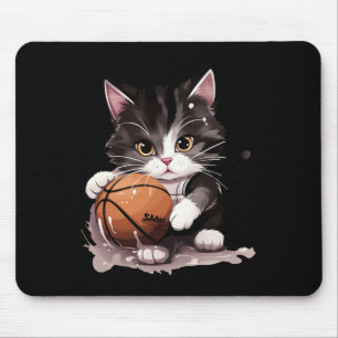 Tuxedo Cat Kitten Playing Sketll Sports Fans Mouse Pad