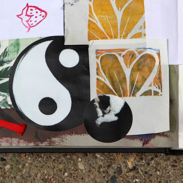 Tuxedo Cat Kitty Cats Black and White Caturday     Classic Round Sticker (Creator Uploaded)