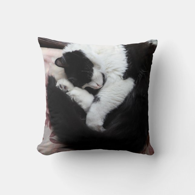 Tuxedo Cat Kitty Cats Black and White Caturday     Cushion (Front)