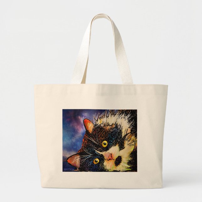 Tuxedo Cat Large Tote Bag (Front)