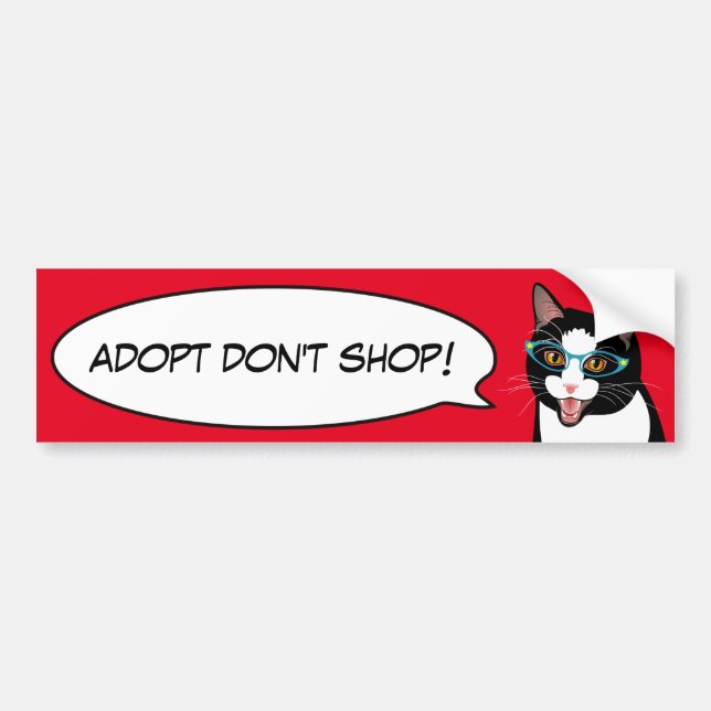 Tuxedo Cat Love Adopt a Shelter Cat Bumper Sticker (Front)