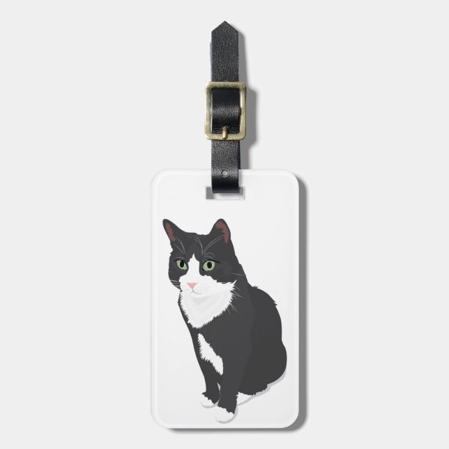 Tuxedo Cat Luggage Tag (Front Vertical)