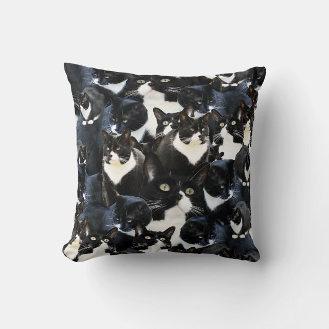Tuxedo Cat Madness Cushion (Front)