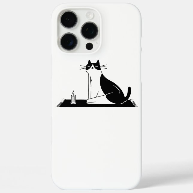 Tuxedo Cat Meditating On Mat With Candle Light Case-Mate iPhone Case (Back)