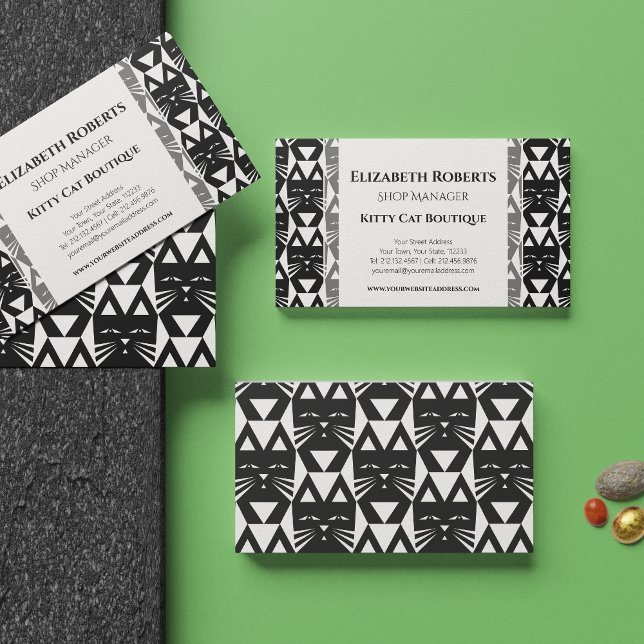 Tuxedo Cat Modern Geometric  Business Card (Creator Uploaded)