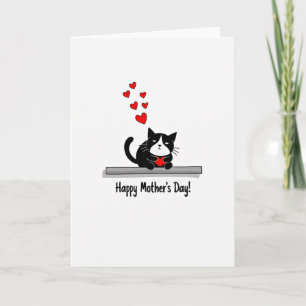 Tuxedo Cat Mothers Day Card
