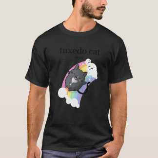 Tuxedo Cat Mum  Cute Black Cat with Cheerful Rainb T-Shirt
