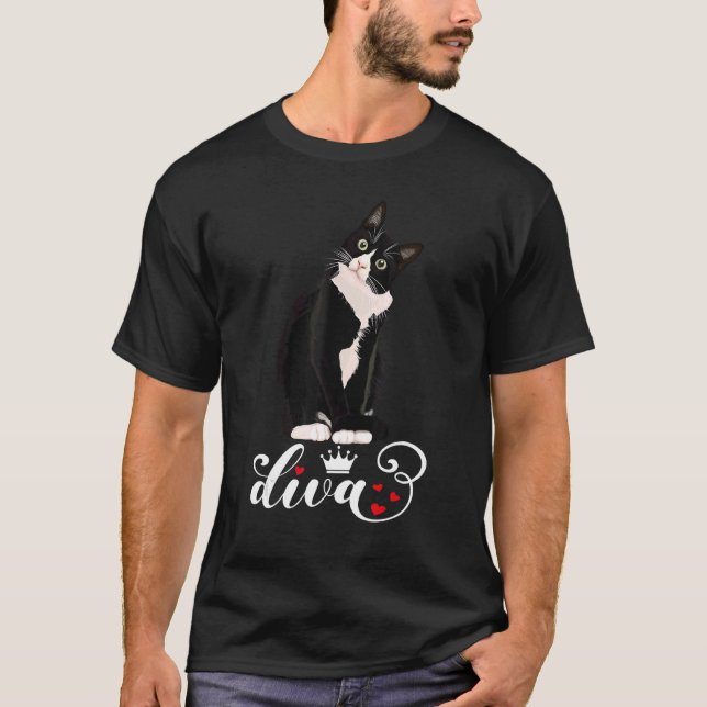 Tuxedo Cat Mum Cute Tuxie diva squad girls women C T-Shirt (Front)