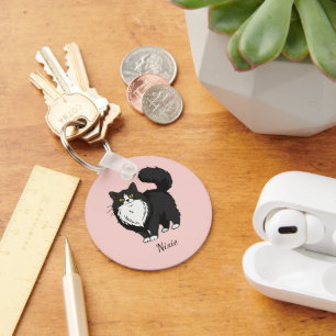 Tuxedo Cat Mum Personalised Key Ring