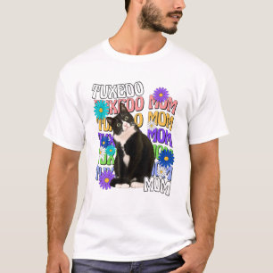 Tuxedo Cat Mum Retro Groovy Cat Lover T-Shirt