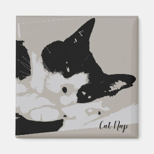 Tuxedo Cat Nap Magnet
