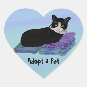 Tuxedo Cat Nap Pet Adoption Stickers