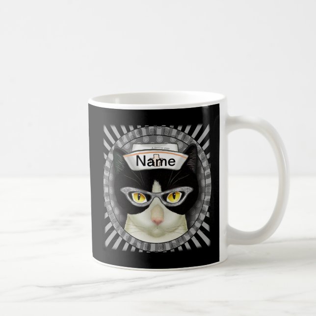 Tuxedo cat nurse  coffee mug (Right)