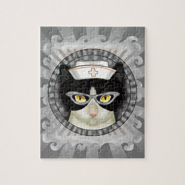 Tuxedo cat nurse  jigsaw puzzle (Vertical)