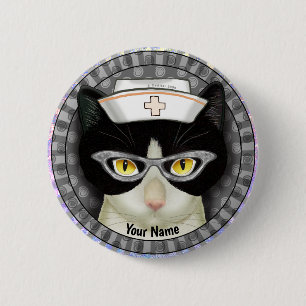 Tuxedo Cat Nurse pin