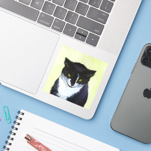 Tuxedo Cat Painting - Cute Original Cat Art