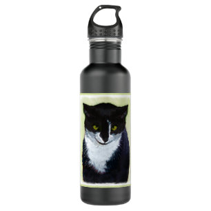 Tuxedo Cat Painting - Cute Original Cat Art 710 Ml Water Bottle