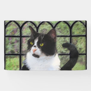 Tuxedo Cat Painting - Cute Original Cat Art Banner