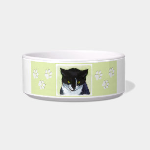 Tuxedo Cat Painting - Cute Original Cat Art Bowl