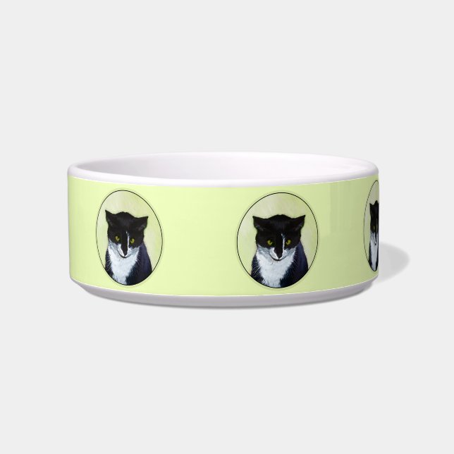 Tuxedo Cat Painting - Cute Original Cat Art Bowl (Left)