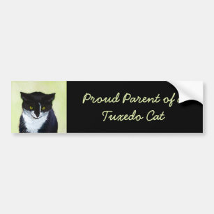 Tuxedo Cat Painting - Cute Original Cat Art Bumper Sticker
