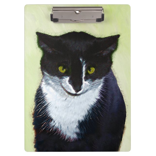 Tuxedo Cat Painting - Cute Original Cat Art Clipboard (Front)