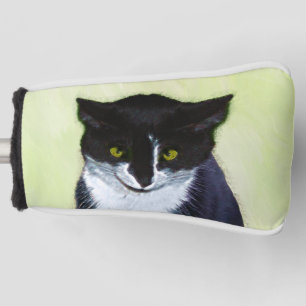 Tuxedo Cat Painting - Cute Original Cat Art Golf Head Cover