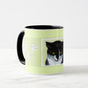Tuxedo Cat Painting - Cute Original Cat Art Mug