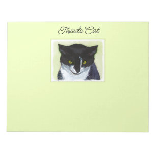 Tuxedo Cat Painting - Cute Original Cat Art Notepad