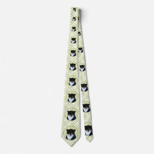 Tuxedo Cat Painting - Cute Original Cat Art Tie