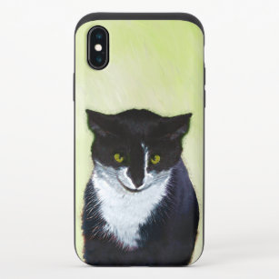 Tuxedo Cat Painting - Cute Original Cat Art iPhone X Slider Case