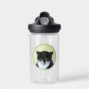 Tuxedo Cat Painting - Cute Original Cat Art Water Bottle