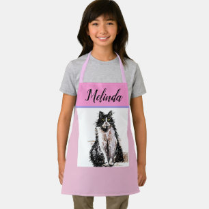 Tuxedo Cat Pastel Cats Kids Pink Girls Apron